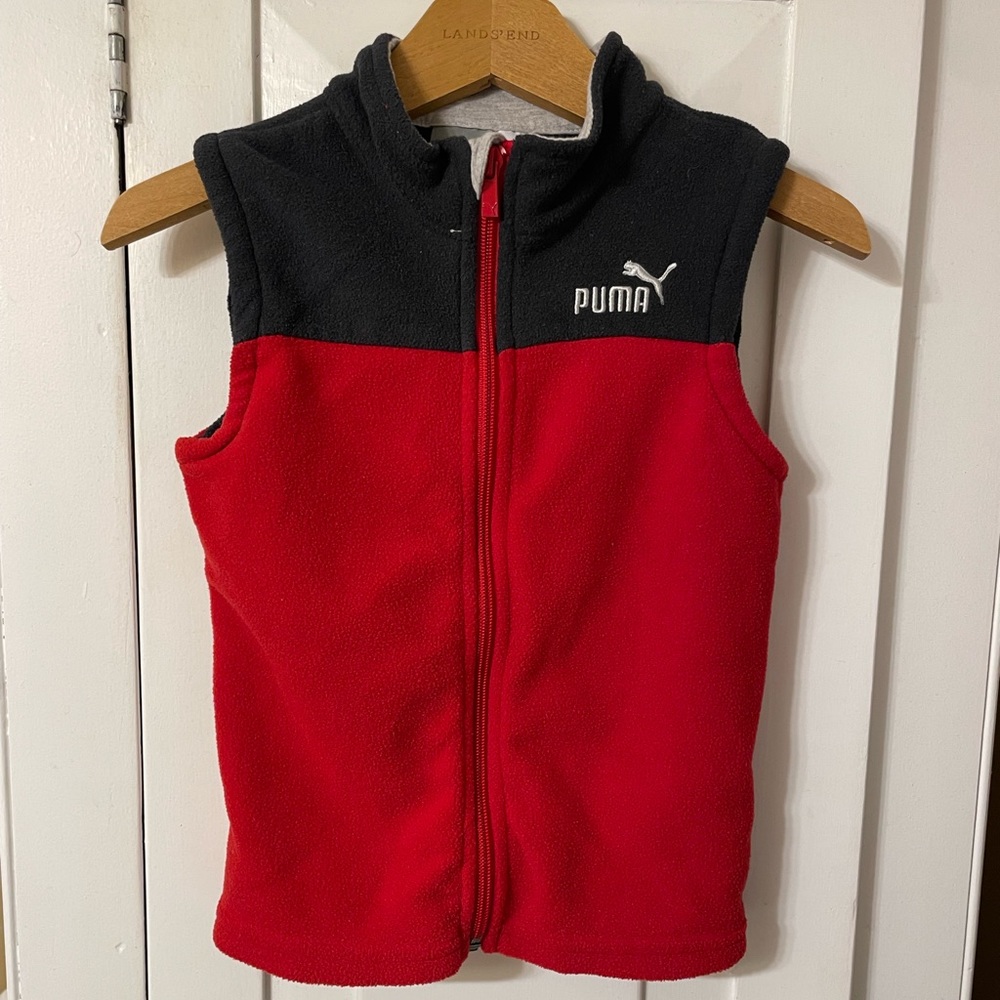 Puma red & dark gray fleece vest 3T